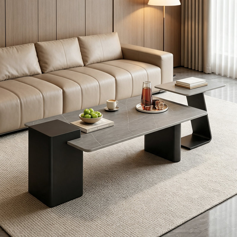 Fortner, Noir / or / arrière, Marbre, H 17,71 po x l 55,11 po x P 23,62 po