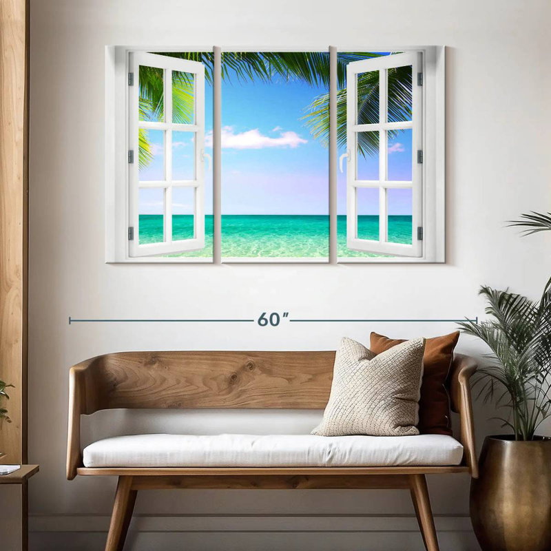 Fenêtre Gillard à la plage turquoise, H 32 po x l 50 po