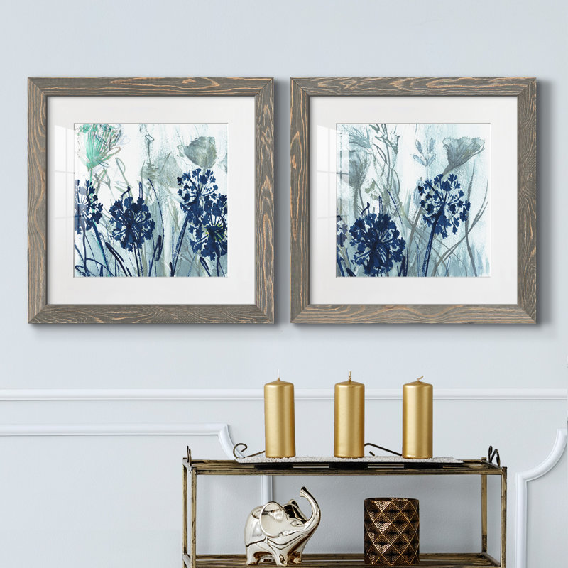Indigo Field I - 2 Piece Print, Grey Framed, 20" H x 20" W x 1" D