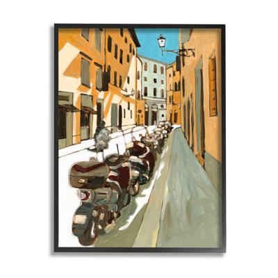 «Row of Mopeds European City Street» par Bart E. Slyp - impression sur toile