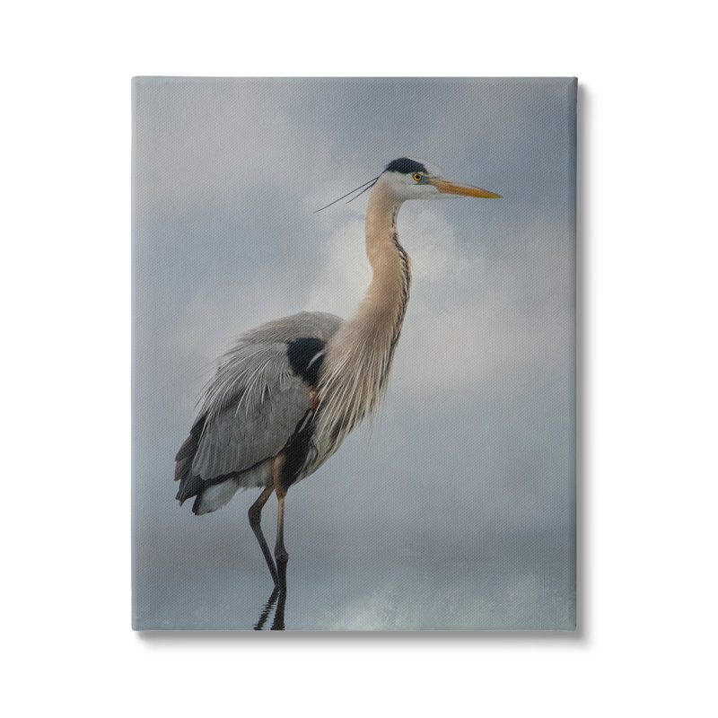 Perchoir aigrette «Water Reflection» par Kelley Parker - impression sur toile tendue, H 48 po x l 36 po x P 1,5 po