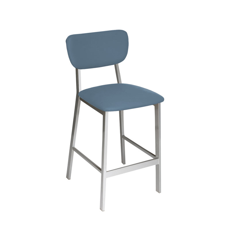 Tabouret Hamilton, siège et dossier en vinyle Tandoori de qualité 3 - structure en acier, Argent argent, Gris clair, 1