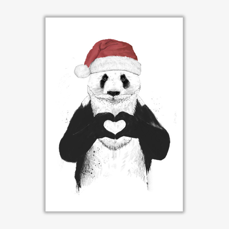 Santa Panda by Mercedes Lopes Charro - Print, 59.4 cm H x 42 cm W x 1 cm D, No Frame