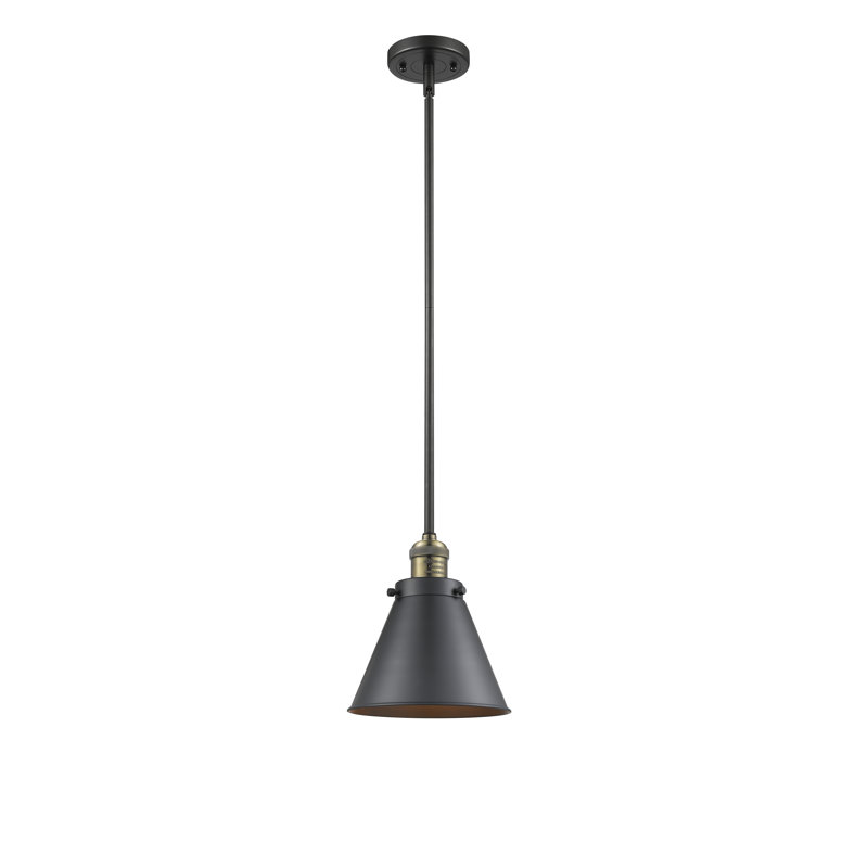 Luminaire suspendu conique à 1 lumière Donovan, Ampoule DEL 6 watts Vinage, Laiton antique noir, Noir mat