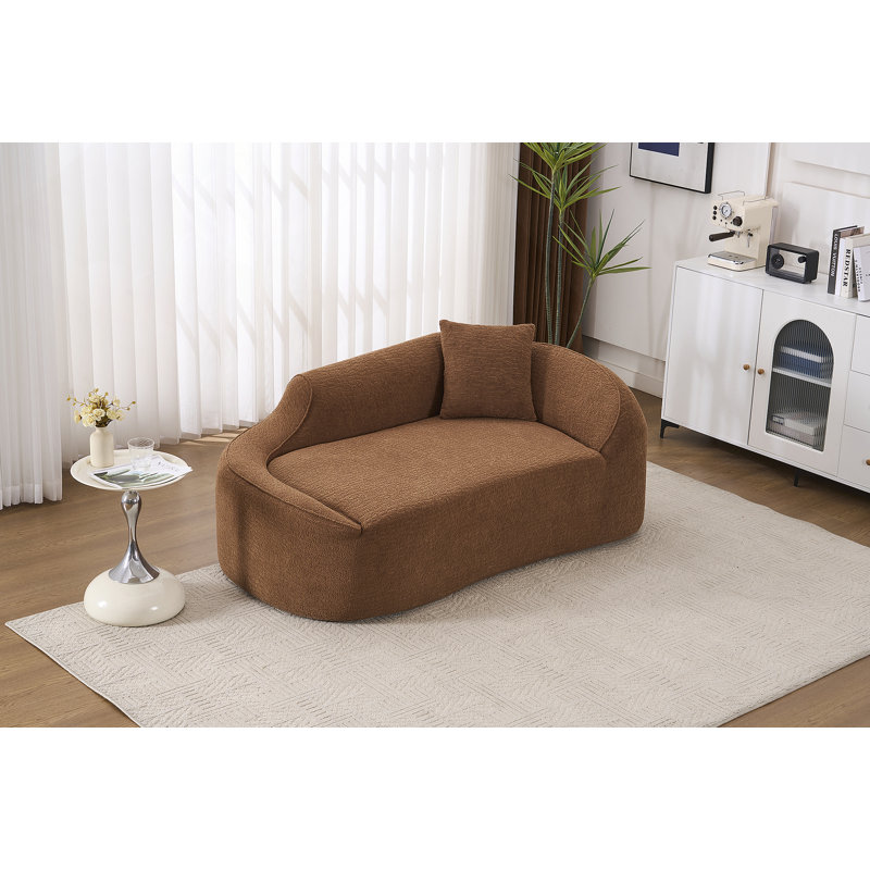 Chaise longue moderne en chenille courbée moderne avec assise profonde, canapé-lit convertible, idéale pour le salon et la chambre à coucher.