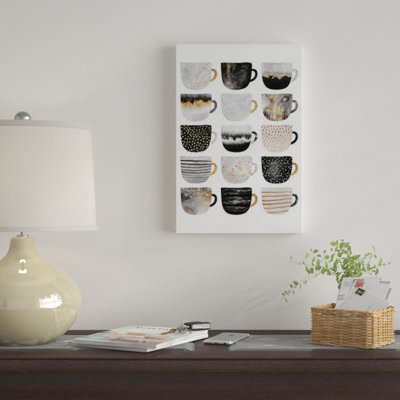 «Pretty Coffee Cups III» par Elisabeth Fredriksson - impression sur toile tendue, H 12 po x l 8 po x P 0,75 po, Toile tendue