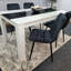 Dining Table Wooden White And Black Table Tufted Velvet Grey Or Black Chairs Set-1729300278
