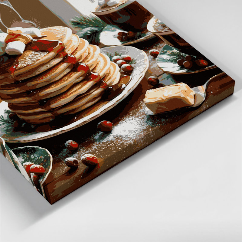 «Christmas Christmas matin pancakes», art mural sur toile noire, H 11 po x l 14 po