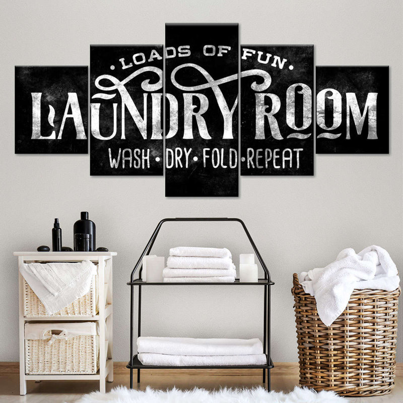 5 pièces de linge inspirantes et typographiques, H 36 po x l 80 po x P 1,25 po