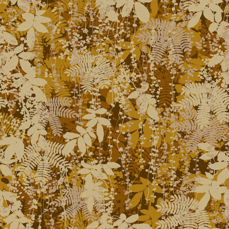 Floral Metallic Wallpaper Roll, Antique Gold