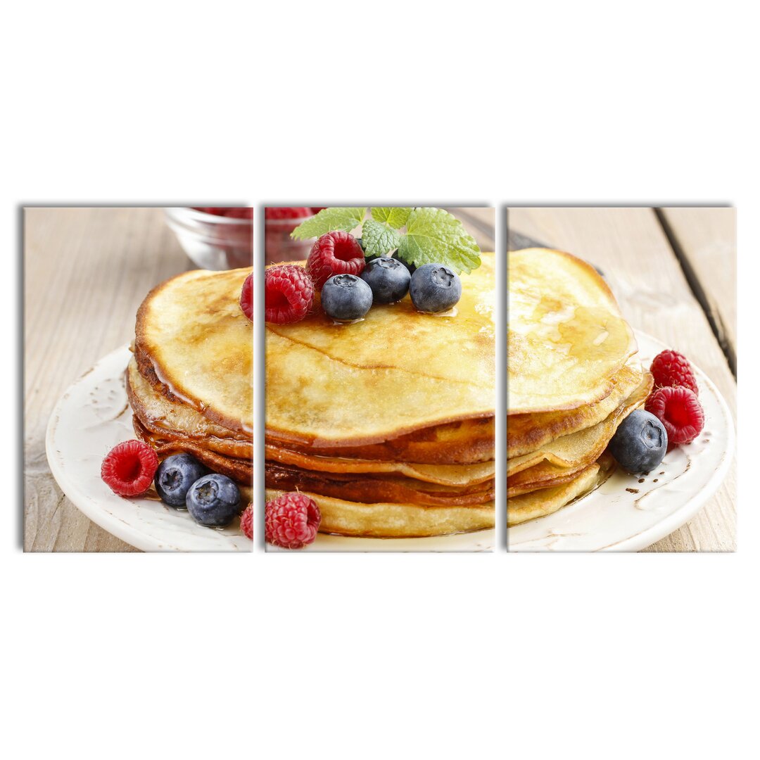 3-tlg. Leinwandbilder-Set Sweet Pancakes with Berries