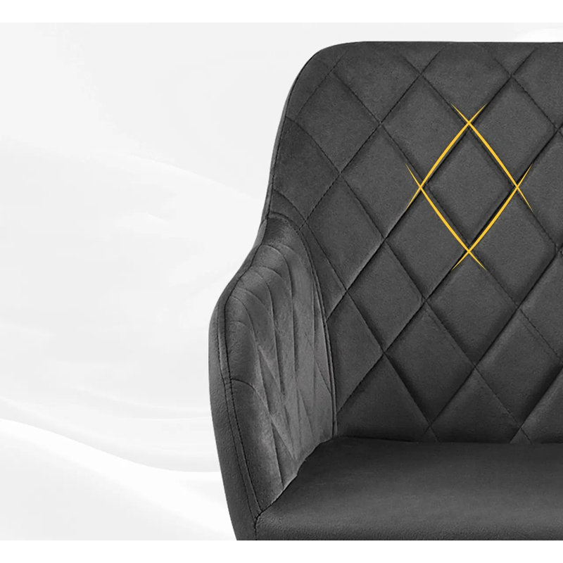 49cm H Velvet Upholstered Metal Armchair, Grey