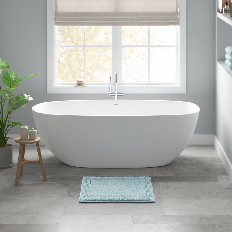 Splendor Blue 100% Cotton Tufted 3000 GSM Reversible 17x24'' Bath Rug, Blue, 17" W x 24" L