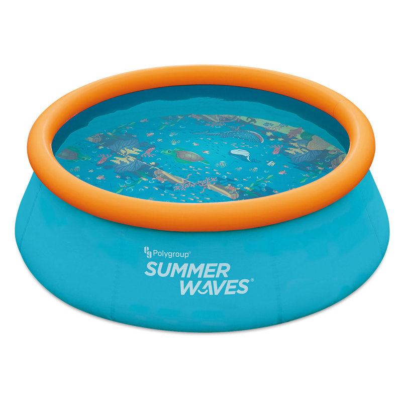 Summer Waves Plastic Round Kiddie Pool 30'' H x 8'' W x 8'' L , with Pump Included