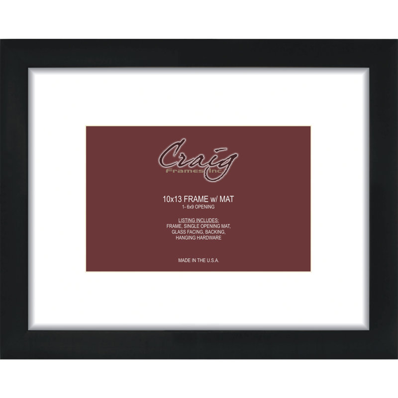 Ruyle Black Matte Picture Frame with Mat, 6" x 9", 10" x 13" Matted to 7" x 10"