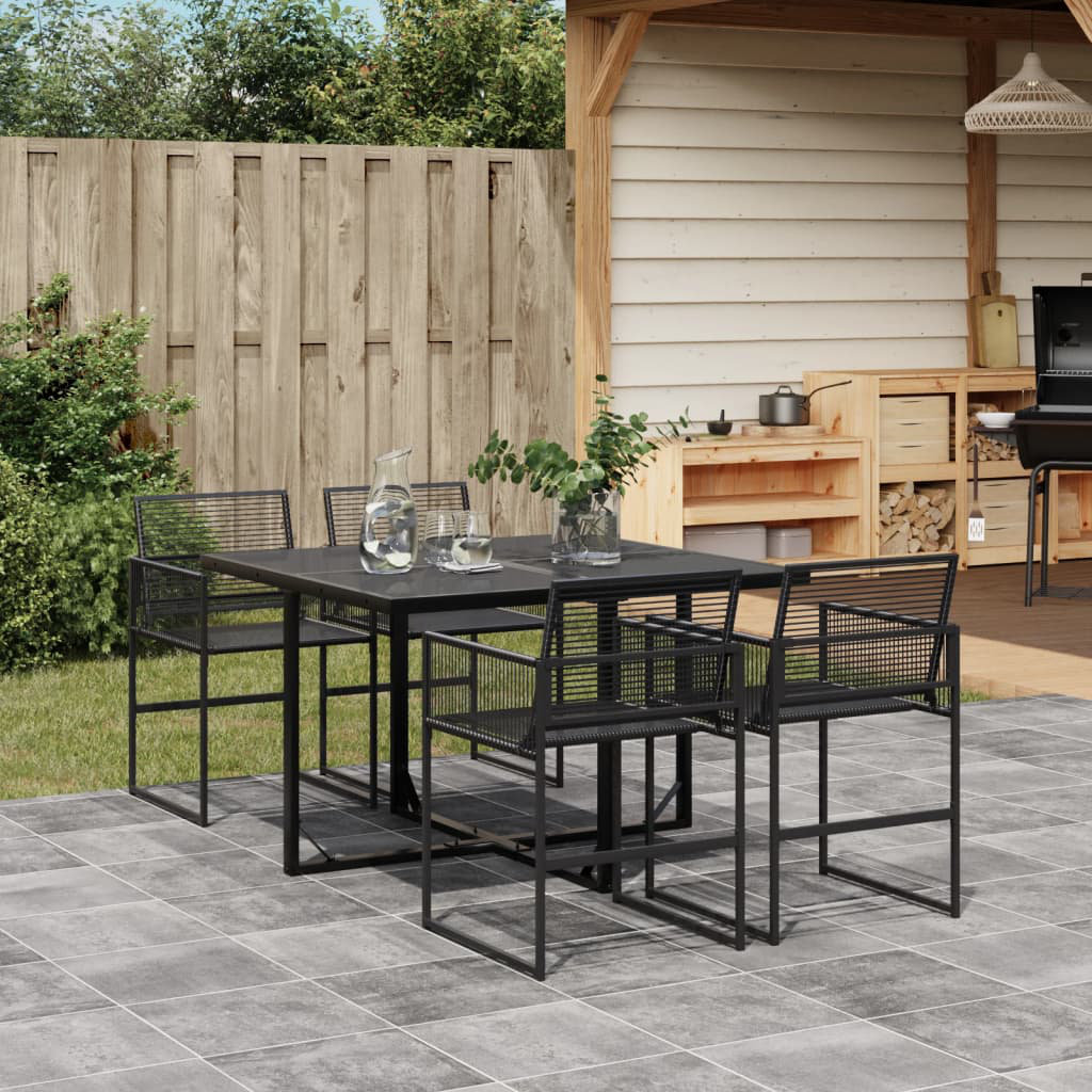 Vidaxl 5-Tlg. Garten-Essgruppe Mit Kissen Schwarz Poly Rattan