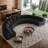 Corduroy Curved Sectional Sofa With Four Pillows,2 Modules-1680643387