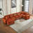 Modern U Shaped 6-Seat Sectional Sofa Couch With One Ottoman And Three Toss Pillows, Living Room Couch
