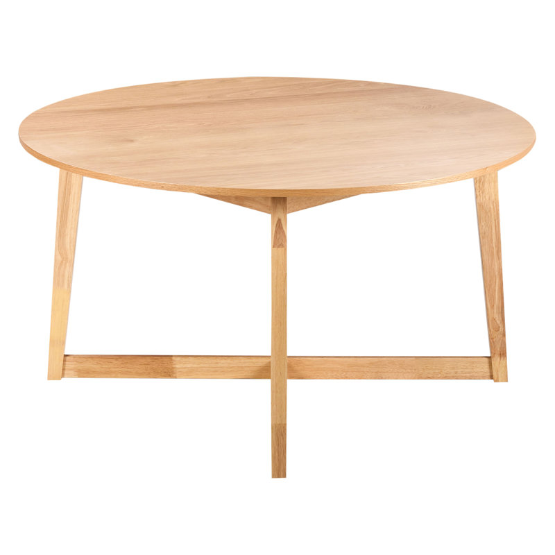 Round Solid Wood Base Dining Table, Light Oak