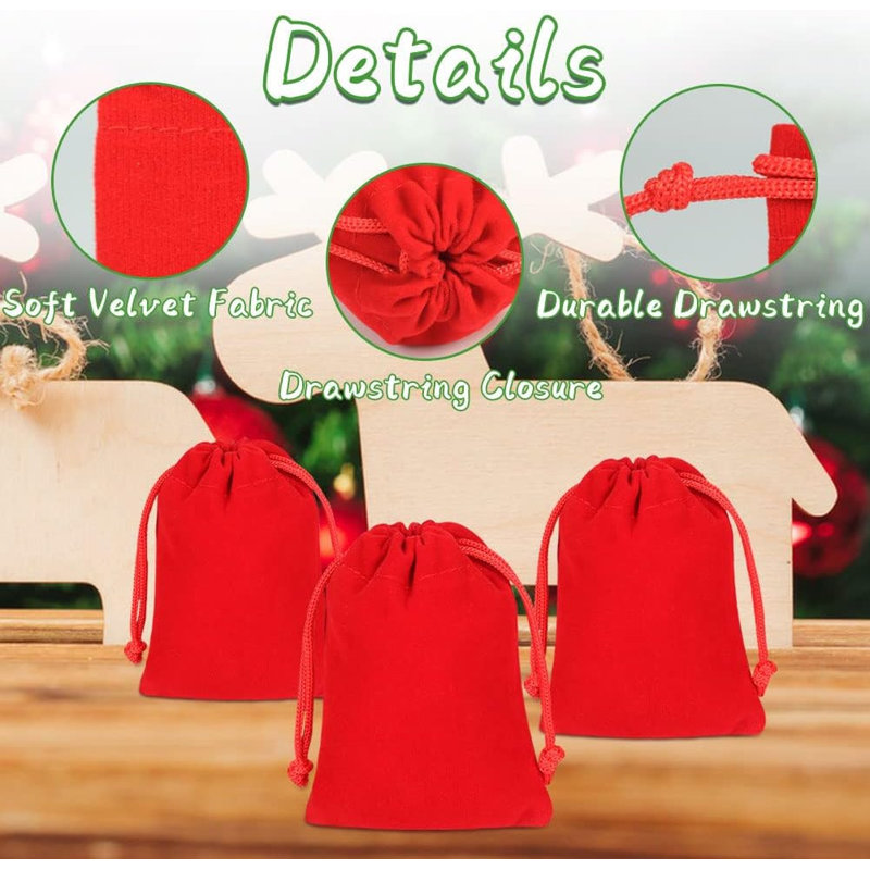  Sacs à cordon en velours pour sacs-cadeaux de Noël, A