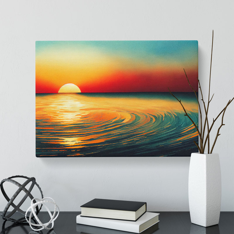 Glorious Watercolour Sunset Vol.2 - Wrapped Canvas Print, 35cm H x 50cm W x 3cm D