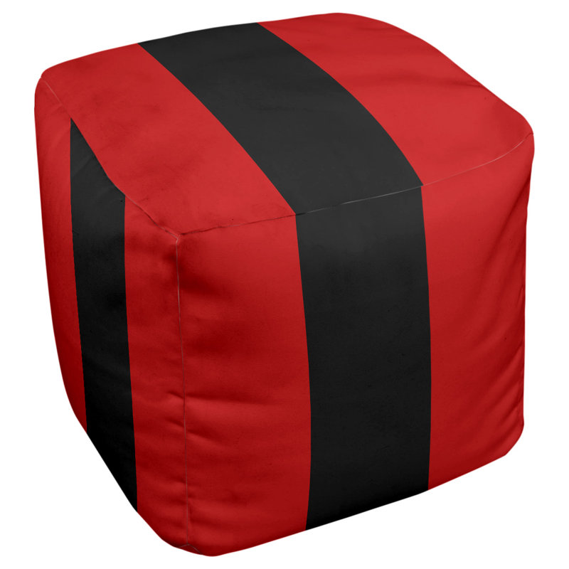 Repose-pieds cube rayures utah, Rouge / noir / rouge