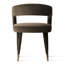 Chaises de salle à manger rembourrées en velours, fauteuils à dossier demi-tonneau moderne avec pieds en métal recouverts de tissu et embouts dorés-264570824