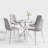 36" Round Glass Dining Set, Modern Cross Stainless Steel Base and 4 Velvet Upholstered Dining Chairs-412114647-412114665