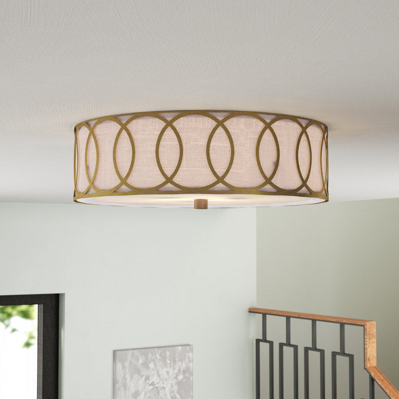 Hershberger Metal LED Flush Mount, Brass Gold, 5.5" H x 15.5" W x 15.5" D