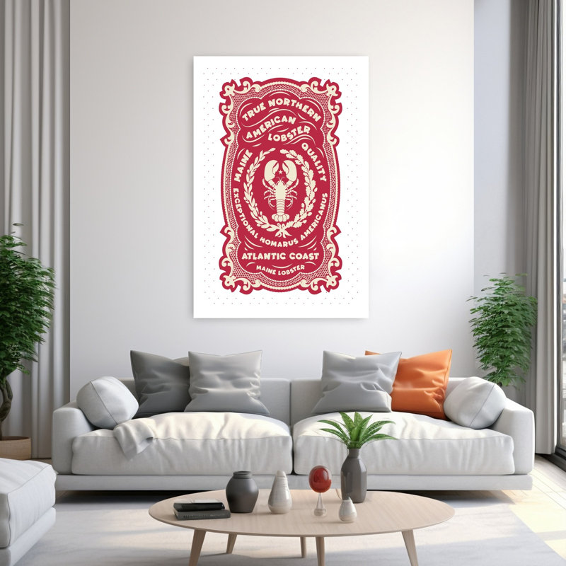 Art mural rétro moderne, homard, coloré, homard, contemporain, H 60 po x l 40 po
