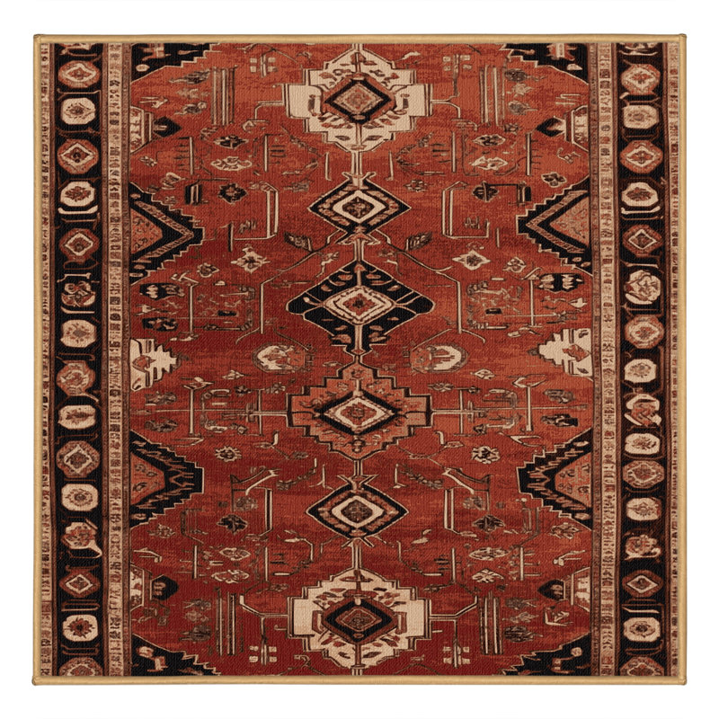 Tapis brun lavable à la machine, Carré 5 pi