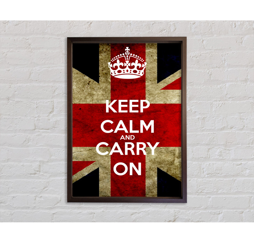 Keep Calm And Carry On Flag - Einzelner Bilderrahmen Typografie auf Leinwand