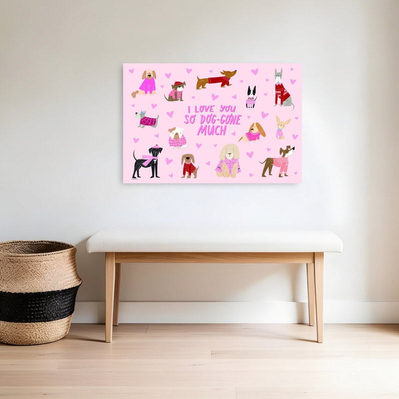 «I Love You So Dog-Gone Many Whimsical Contemporary», reproduction d'art mural, H 24 po x l 36 po