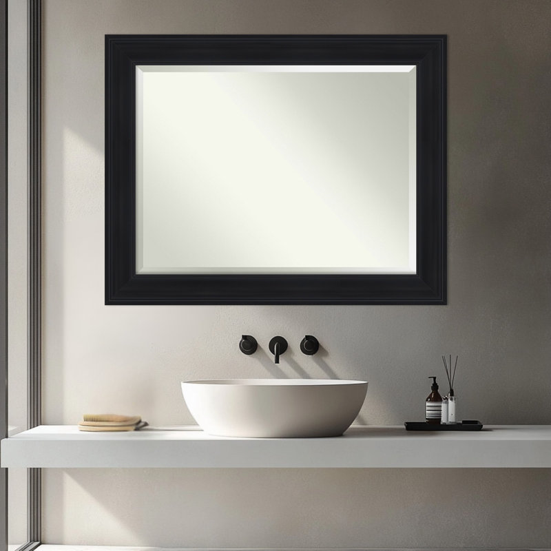 Abbey Black Beveled Framed Bathroom Vanity Wall Mirror, 28.75" x 22.75"