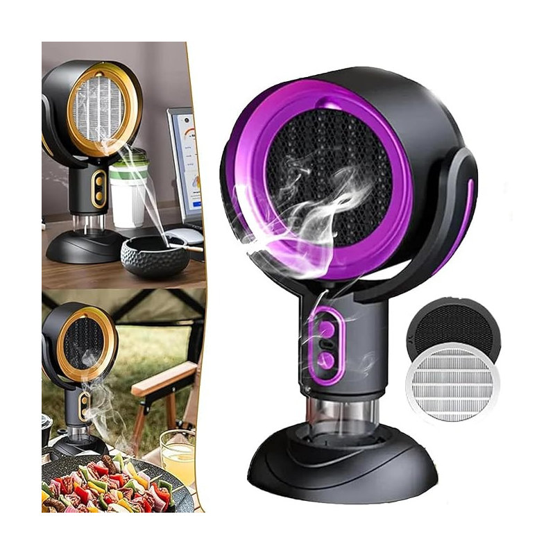 Ventilateur compact et multifonctionnel avec filtre aromathérapie et ventilateur compact Kondieu, Purple