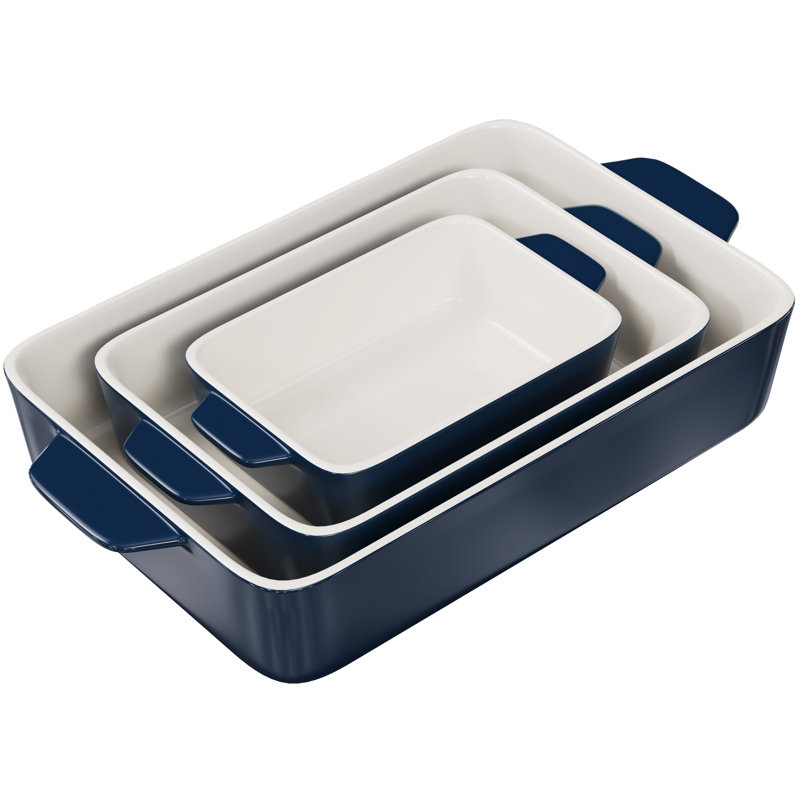 Ensemble de plats de cuisson en céramique 3 pièces Kook, Bleu marine