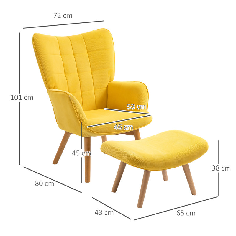 Robbie 72cm Wide Velvet Home Theatre Recliner, Yellow
