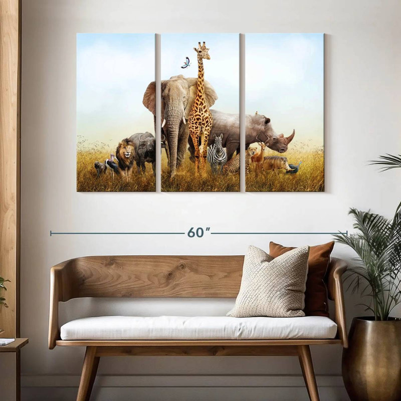 Kenyan Safari Animals, 32" H x 50" W