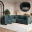 Canapé d'angle en L de 226 cm, canapé 5 places avec accoudoirs et rangement dissimulés, canapé d'angle confortable en chenille effet nuage avec 3 coussins, canapé moderne à assise profonde pour salon, vert-1228581935