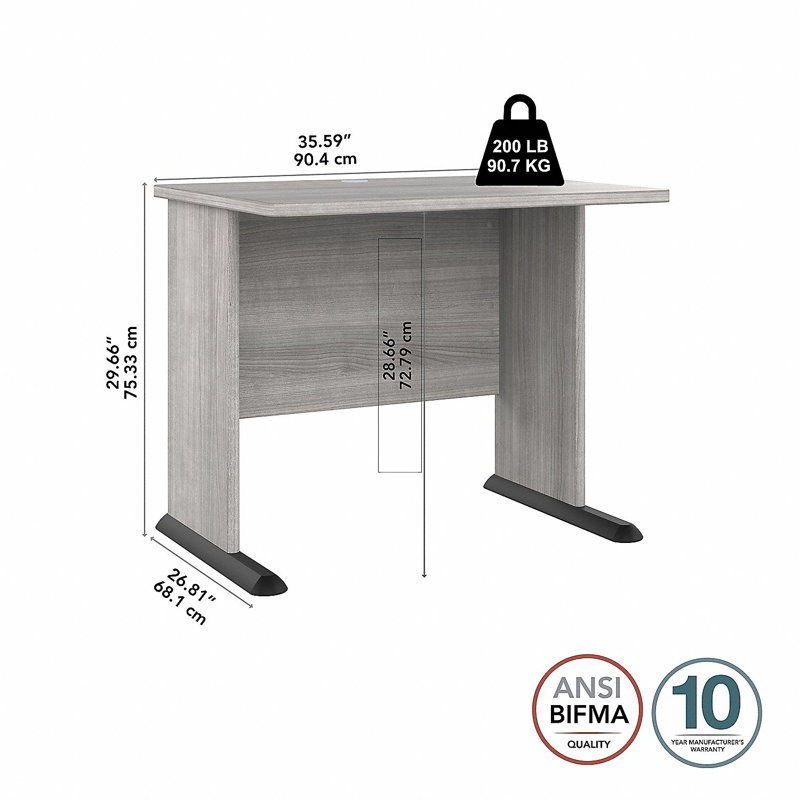 Bureau Studio A, Gris platine, H 30 po x l 35 po x P 27 po