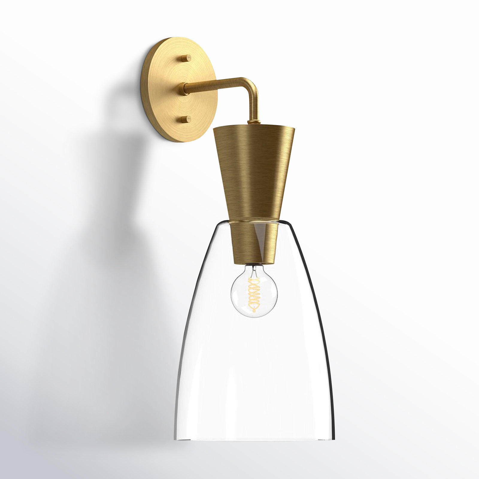 Results Single Transparent Dimmable Vanity Light, Brushed Gold