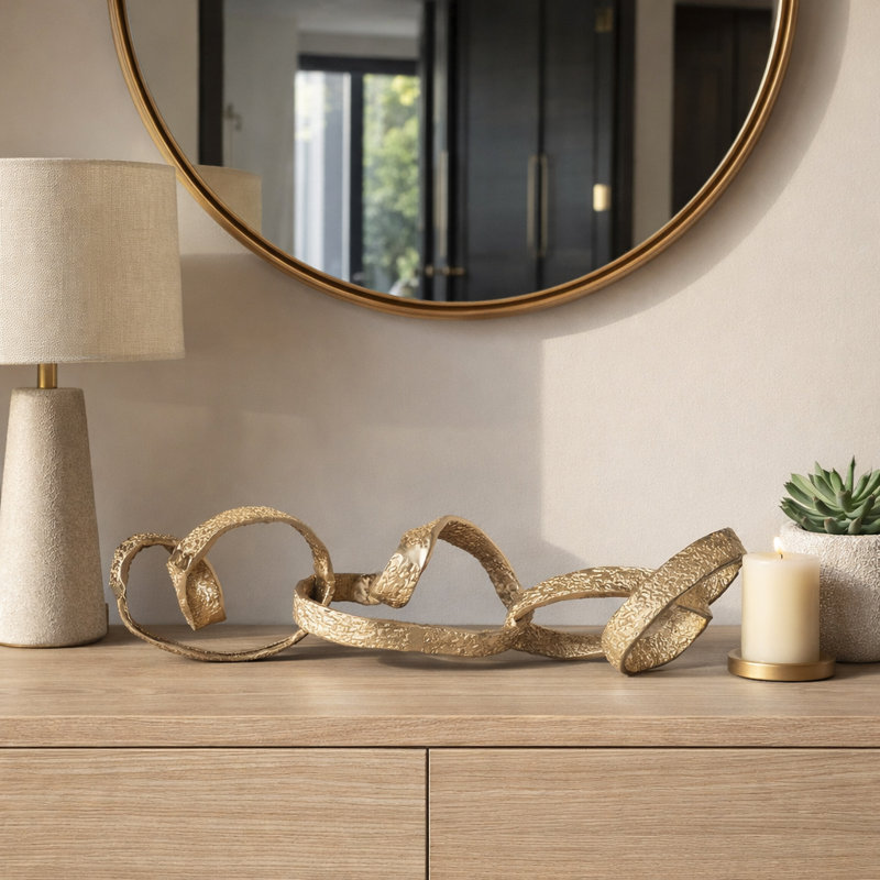 Modern Abstract Metal Swirly Table Object Sculpture for Home Decor - Artistic Decorative Statue Figurine for Living Room, or Center Table Decorations