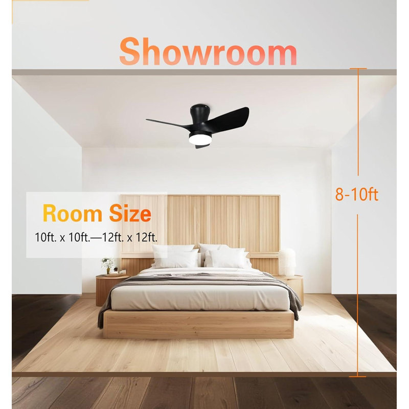 Ceiling Fan With Light 30Inch, Large Air Volume, Ceiling Fans With Lights For Bedroom Kitchen Dining Room Patio, Black