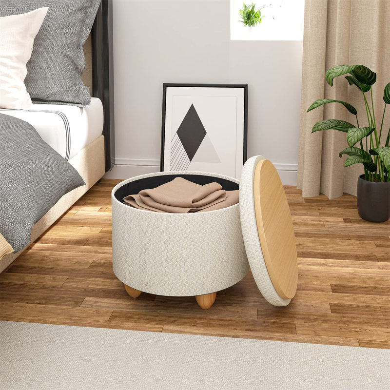 39cm Wide Footstool Ottoman, Cream
