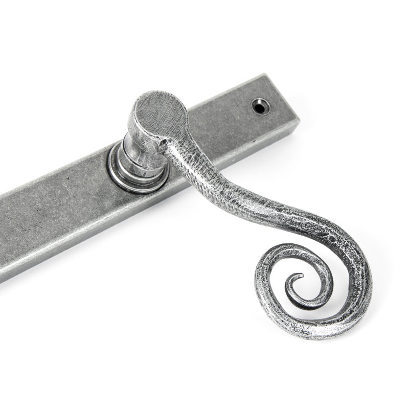 Monkeytail Lock Left Hand Door Handle, Left, Pewter Patina