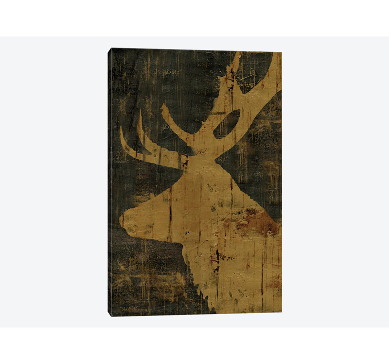 «Rustic Lodge Animals Deer», impression sur toile, H 40 po x l 26 po x P 1,5 po, Toile tendue, Pas de tapis
