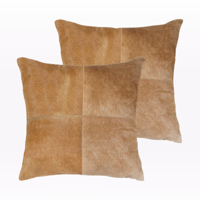 Two 18 inch Cowhide Throw Pillows by Trio Supply House