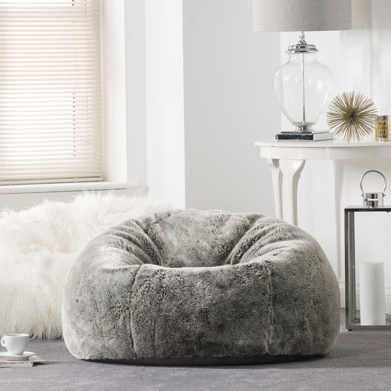 Kingston Faux Fur Bean Bag, Arctic Wolf Grey
