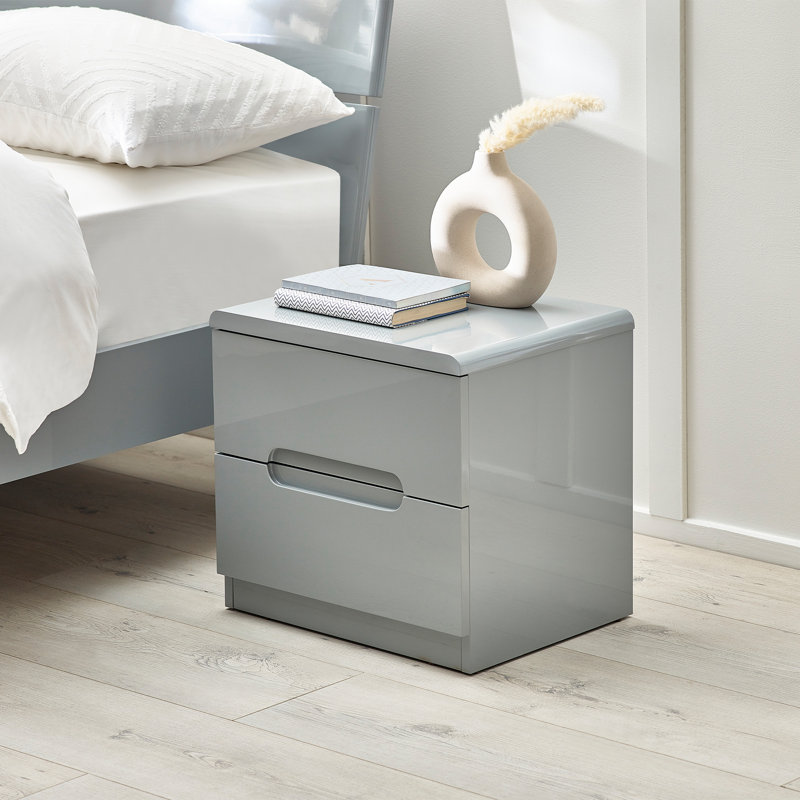 Mulak 45cm W Manufactured Wood Bedside Table, Grey