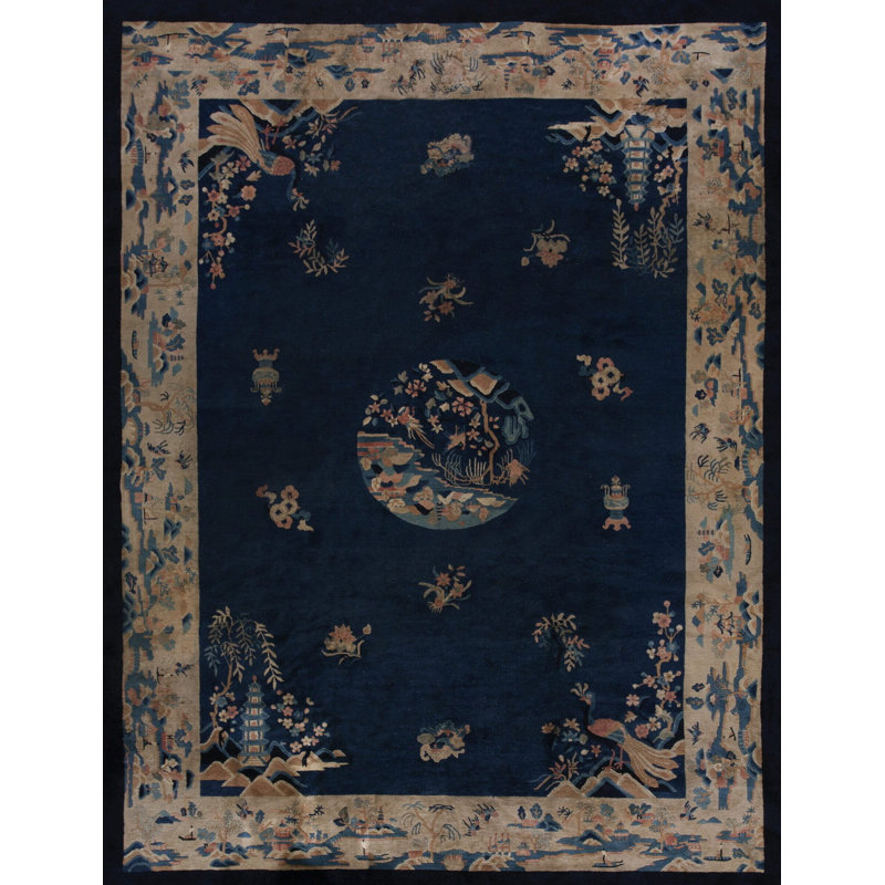 Tapis bleu en laine antique de Pékin